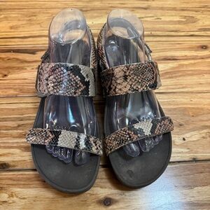 Vionic Brown Pacific Bolinas Slingback Snakeskin Leather Slip On Women’s Size 9